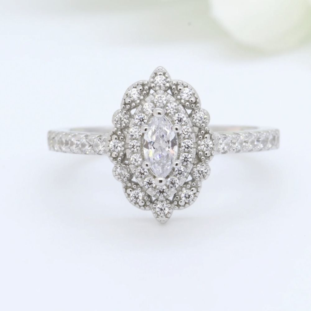 Vintage Inspired Marquise Engagement Ring
